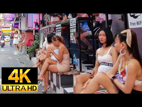 Pattaya 4K Walk Soi Honey, Soi BuaKhao, TREE TOWN, Beach Road. Mar 2023.