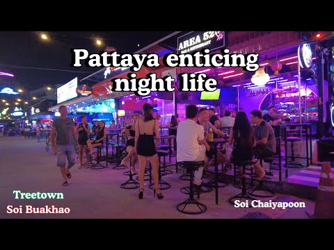 Pattaya fascinating and luminous walk in Soi buakhao, Treetown, chaiyapoon & beach road 2024