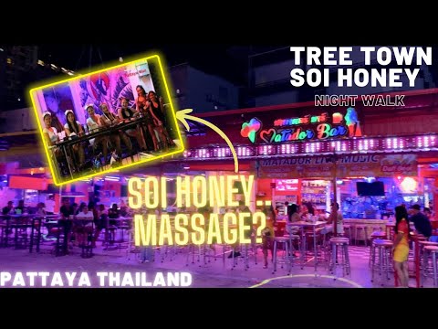 Tree Town & Soi Honey, Pattaya Night Walk and Hangout, March 2022 – 4K