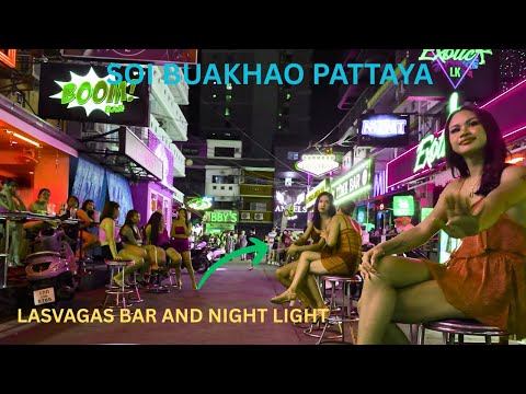 Pattaya Las Vegas Bar & Soi Buakhao | Night Walk with Neon Light